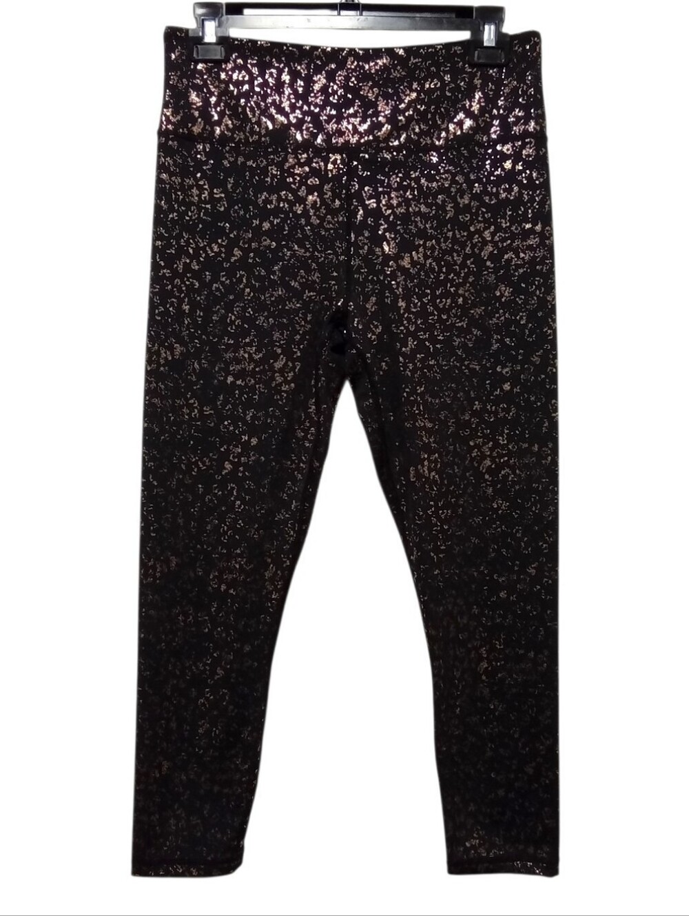 ZYIA Active Light n Tight Leggings Womens 12 Black Gold Metallic 7/8